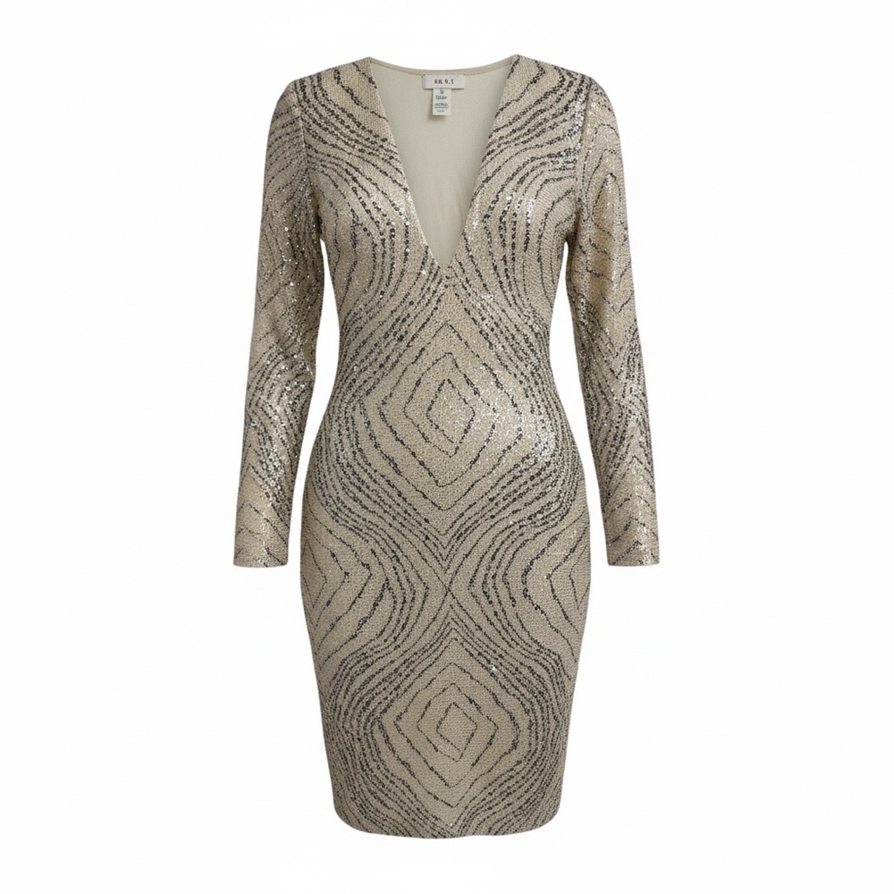 ANGL Metallic Long Sleeve Dress